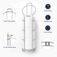 Support de papier toilette autoportant en métal personnalisé avec rangement pour 3 rouleaux, organisateur de salle de bain, fabricant OEM ODM