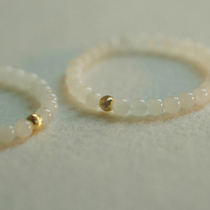 White Jade <b>Bead</b> <b>Bracelet</b> For Women Round <b>Beads</b> Minimalist Design Thin Full <b>Bead</b> <b>Bracelet</b> Everyday Wear - Product Image 1