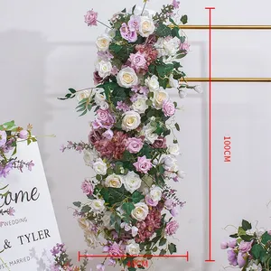 Hand made silk flower faux flower arrangement peony rose hydrangea artificial row flower for wedding decoration