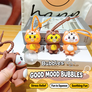 Llavero de silicona con diseño de pato que sopla burbujas, juguete antiestrés de dibujos animados, ideal para aliviar el estrés y como regalo. - Product Image 3