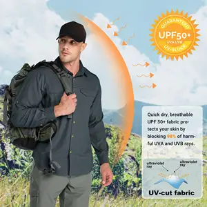 قميص رجالي UPF 50 + UV للحماية من الشمس, قميص رجالي بأكمام طويلة ، خفيف الوزن ، سريع الجفاف ، يناسب رحلات الصيد والسفاري