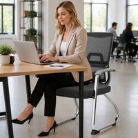 Chaise de bureau ergonomique exécutive pour visiteurs, en maille, avec support lombaire séparé, pour conférence et réunion