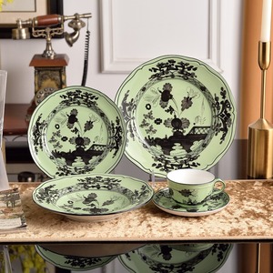 Classic Chinoiserie Floral Porcelain Tableware <b>Set</b> Green Or Peach Color Ceramic Plates Cups <b>For</b> Home Decor Wholesale - Product Image 1