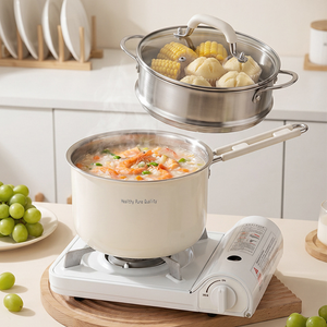 Casserole à lait de style américain en acier inoxydable non revêtu à fond triple couche, petite marmite pour aliments pour bébés, marmite à soupe antiadhésive 2,0-3,0 L pour gaz - Product Image 5