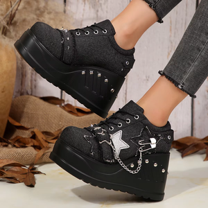 Nouvelle Collection Printemps – Chaussures Décontractées en Jean à Plateforme Épaisse pour Femme, Grande Taille, Semelle Compensée, Style Étoile, Chaussures Plates Sexy - Product Image 4