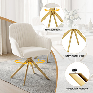 Modern Upholstered Swivel Accent Chair Thick High Resilience Foam <b>Dining</b> Chair with Metal Base Comfort <b>Armchair</b> for Home Office - Product Image 4