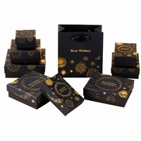 Boîte de rangement carrée de luxe léger personnalisable pour montres, bijoux, lunettes et colliers, avec estampage à chaud noir et doré classique - Nouveauté