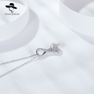 Chic diseño Simple 925 cadena colgante de <span class=keywords><strong>plata</strong></span> esterlina joyería fina barata con 1ct Moissanite Hal - Product Image 4