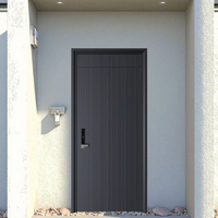 Porte d'entrée de sécurité minimaliste moderne, construction en alliage d'aluminium antivol, ouverture latérale coulissante, usage commercial, extérieur, école