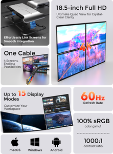 Moniteur <span class=keywords><strong>portable</strong></span> triple écran de 18,5 pouces pour la productivité de nouvelle génération, type C, facile à transporter, connexion par un seul câble, extension d'écran - Product Image 4