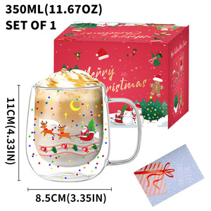 Giáng sinh hai lớp cách nhiệt cốc thủy tinh chịu nhiệt độ cao chống bỏng cà phê và cốc nước - Product Image 5