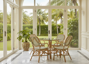 Stylish Compact Rattan Wicker Jamaica <b>Bistro</b> <b>Dining</b> <b>Set</b> Antique Asian Design for Comfortable Villa Home Apartment Hotel Spaces - Product Image 6