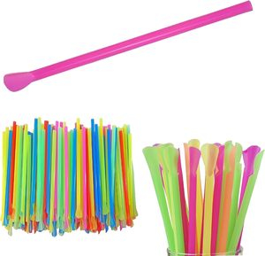 Cuillères-pailles personnalisées pour granités, flexibles, jetables, pour milkshakes, en PLA biodégradable, pour la glace - Product Image 1