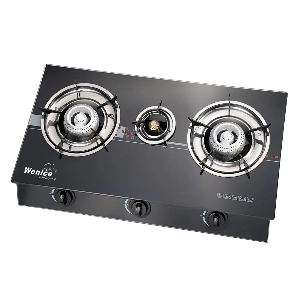 Custom Or Standard 3 Burner Glass Gas Cooker Kitchen Appliances