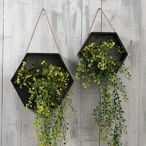 Placas e vasos de flores decorativas, plantador de metal com pendurar para parede de jardim e prateleira