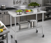 Table de travail en acier inoxydable 430 robuste et personnalisable avec roulettes et pare-éclaboussures pour cuisine commerciale – Vente chaude usine à prix réduit