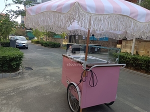 Chariot de vente ambulante compact pour desserts glacés, avec grand espace de rangement, auvent météo, mobile, pour parc, plage, vente de nourriture - Product Image 4