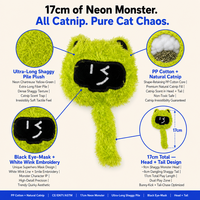 Jouet en peluche pour chat Catnip Monster, fourrure ultra longue et moelleuse avec queue, pour chats d'intérieur, jeu de poussée pour lapins