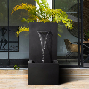 น้ำพุตกแต่งสวนแบบตั้งโต๊ะ รุ่นใหม่ปี 2026 ทำจากอะลูมิเนียมสีดำ รูปทรงลูกบาศก์ พร้อมปลั๊กไฟ - Product Image 5