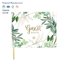 Livre d'or de mariage à couverture rigide, motif verdure eucalyptus et dorure à chaud, pour réception, baby shower, anniversaire, vente en gros