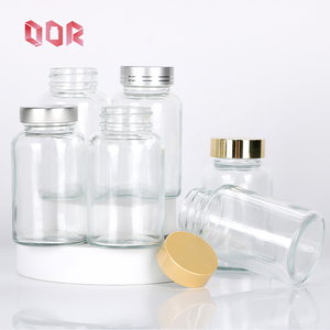 Bouteilles en verre rondes transparentes avec bouchon à vis en bambou, 80 ml, 100 ml, 120 ml, 150 ml, 200 ml, 250 ml, pour médicaments, pilules, vides - Product Image 1
