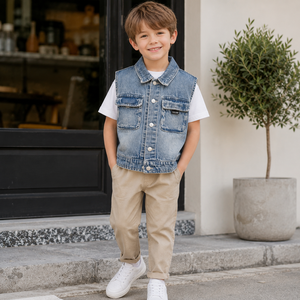 MZJ 2026 Gilet Décontracté Garçon 78,3% Coton Viscose Mélangé Veste <span class=keywords><strong>Sans</strong></span> Manches Douce Respirante Gilet de Boutique pour Enfants Vêtements pour Enfants - Product Image 3