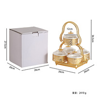 Ensemble de pots à collation en métal haut de gamme, 6 compartiments avec couvercle, plateau décoratif pour servir, pour table basse, salon