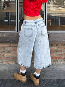 Shorts en jean vintage pour <span class=keywords><strong>femme</strong></span>, coupe ample, style Bermuda, avec détails tie-dye - Product Image 2