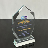 Trophée en cristal optique transparent de qualité supérieure, personnalisé, à facettes diamant, avec base transparente