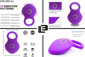 Anillo de silicona para pene para hombre Gay, vibrador ajustable de gran tamaño con Usb - Product Image 4