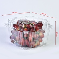 Contenant en plastique PET transparent pour fruits frais, type clamshell, 3 lb, pour myrtilles et raisins, emballage alimentaire à emporter