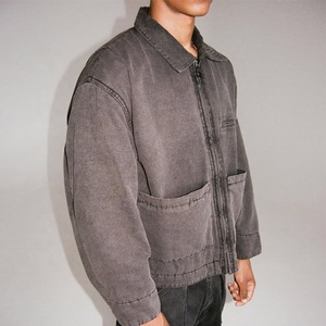 Giacca in Denim con Zip personalizzata da <span class=keywords><strong>uomo</strong></span> giacca in cotone 100% con colletto rialzato giacca in <span class=keywords><strong>jeans</strong></span> Vintage lavata - Product Image 4