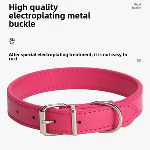 Bergaya Modern pola padat PU kulit kerah anjing lembut tahan lama dengan logam tahan karat <span class=keywords><strong>Prong</strong></span> gesper modis untuk hewan peliharaan anak anjing - Product Image 3