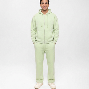 Conjunto Deportivo Informal para Hombre con Logotipo Personalizado, Pantalones Deportivos y Sudadera Holgados, Costuras en Contraste, Algodón Liso - Product Image 1