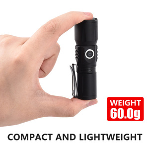 Xách Tay Mini Cường Độ Cao Torch Ánh Sáng Ngoài Trời Có Thể Sạc Lại Cắm Trại Làm Việc Ánh Sáng <span class=keywords><strong>LED</strong></span> Cap Clip Titan Hợp Kim Đèn Pin - Product Image 3