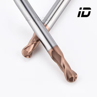 Fraise à bout sphérique à 2 lames hélicoïdales 45° en acier au carbure de tungstène, revêtement TiCN, 60HRC, pour CNC, fabrication directe usine, ODM OEM