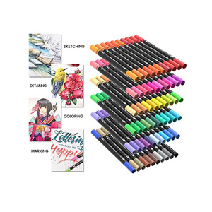 Dual Markers Brush Pen Set Custom Colored Fine Point Art Marker & Brush Pen for Coloring Hand Lettering <b>Writing</b> - Product Image 1