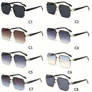 Lunettes de soleil carrées rétro dégradées tendance 2025 avec logo personnalisé, protection UV400, double pont en métal, style aviateur pour hommes - Product Image 6