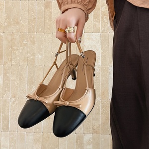 Escarpins pour femme en cuir <span class=keywords><strong>de</strong></span> vache véritable, à bout pointu, avec nœud, talon chaton, semelle intérieure en peau <span class=keywords><strong>de</strong></span> mouton souple, pour le bureau - Product Image 1