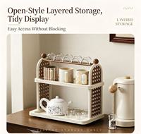 Support de rangement de comptoir à 2 niveaux Top Find, organisateur de bureau rétro pour cuisine, tasses, épices et articles divers