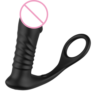 Mannelijke prostaatmassagevibrator, anale <span class=keywords><strong>plug</strong></span> van siliconen, anale butt <span class=keywords><strong>plug</strong></span> vibrator stimulator, butt delay cockring, seksspeeltje voor mannen - Product Image 2