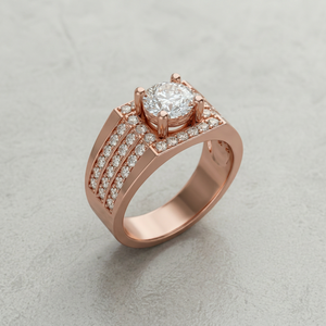 แหวนหมั้นเพชรเลี้ยงในห้องปฏิบัติการสำหรับผู้ชาย OEM ทองคำ 14K/18K สีโรสโกลด์ เพชรทรงกลม แหวนแต่งงานเพชรแบบฝังเพชร เครื่องประดับหรูหรา ผลิตโดยผู้ผลิตเครื่องประดับ - Product Image 1