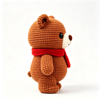 Adorable ours en peluche tricoté avec écharpe, personnalisable, jouet en peluche doux, vente en gros, jouet en peluche personnalisé pour cadeau