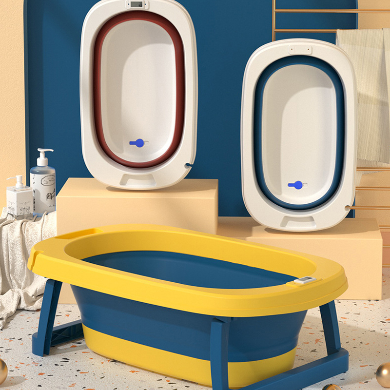 Термометр PP пластиковая ванночка ребенка детская складная ванна с ножками