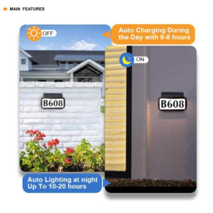 Letrero de Número de Casa Solar LED Impermeable IP65 al por Mayor, Placa de Dirección Iluminada con 3 Opciones de Montaje: Pared, Suelo, Buzón, Exterior, Jardín - Product Image 4