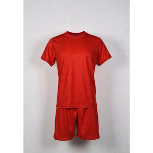 Ensemble d'uniformes de football unisexe rouge, col en V, manches longues, séchage rapide, 100% coton, shorts à taille élastique, nom d'équipe personnalisé, toutes saisons - Product Image 1