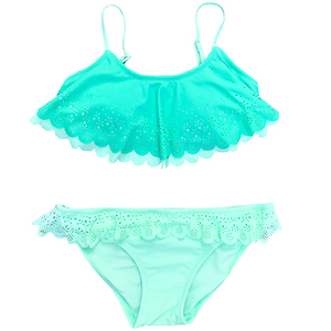 High quality solid color kids swimwear hollow ruffles <strong>little</strong> <strong>girls</strong> set bikini <strong>thong</strong> - Product Image 1