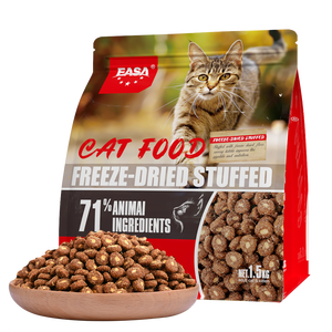 Croquettes pour chats lyophilisées et remplies 1,5 kg 71 % de matières premières animales Riches en protéines Sans céréales Poulet Saumon Canard Tous âges OEM - Product Image 5