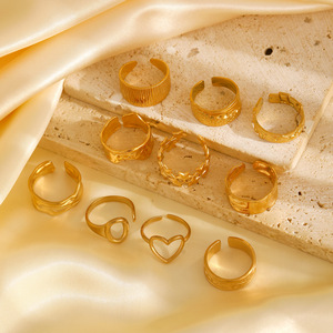 <span class=keywords><strong>Bague</strong></span> large à <span class=keywords><strong>index</strong></span> ouvert pour femmes Niche Design Acier inoxydable Or 18 carats <span class=keywords><strong>Bague</strong></span> élégante en acier inoxydable Ins Trendy - Product Image 3