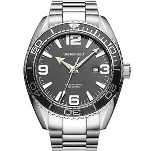 Montres pour hommes avec logo personnalisé OEM, super lumineuses, grand cadran, étanches à 100 m, cristal saphir, acier inoxydable, mécaniques - Product Image 5